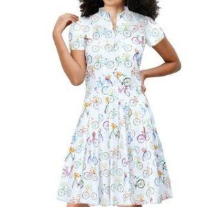 eShakti Bicycle Print Cotton Poplin Shirtdress